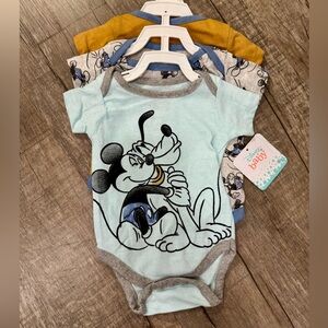 Disney Mickey Mouse Baby Boy Bodysuit Set 0–3 Months NWT (3 Pack)